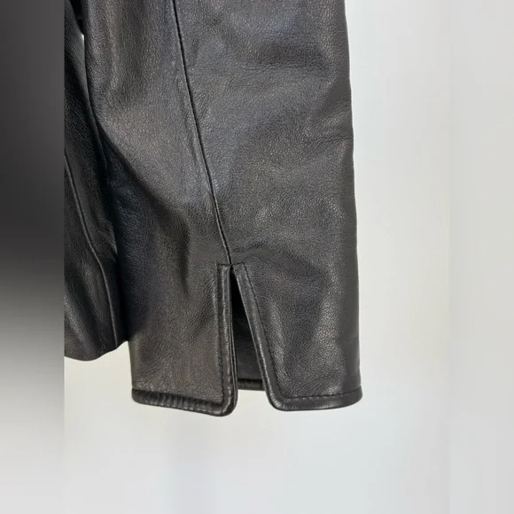 Ellen Tracy Genuine Black Leather Blazer Jacket Tailored Fit Single Button SZ 2 - Picture 4 of 14